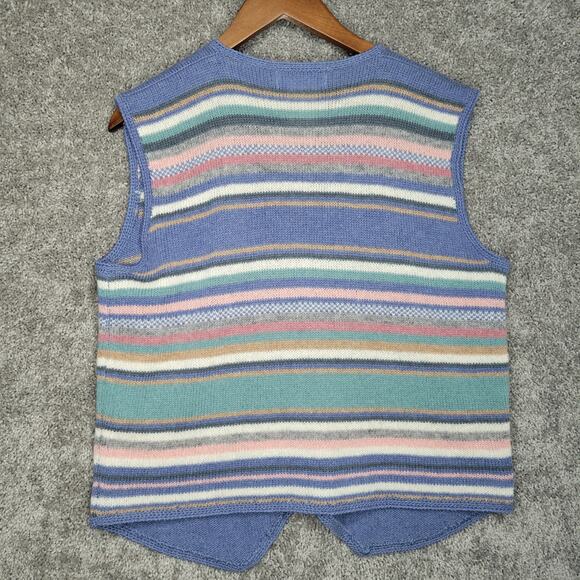 Orvis Vintage Wool Striped Aztec Easter V Neck Vest Womens Size Large - Picture 7 of 7
